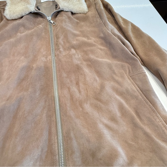 Officine Generale Brown Bomber Jacket with Cream Collar - Picture 6 of 13